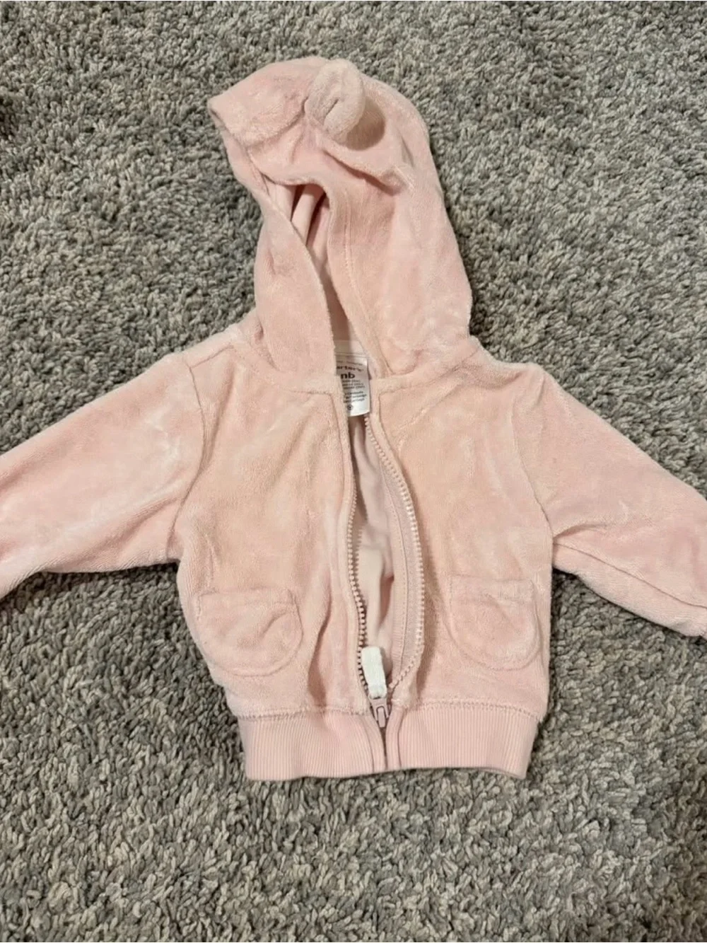 Soft Pink Baby Hooded Zip Jacket
